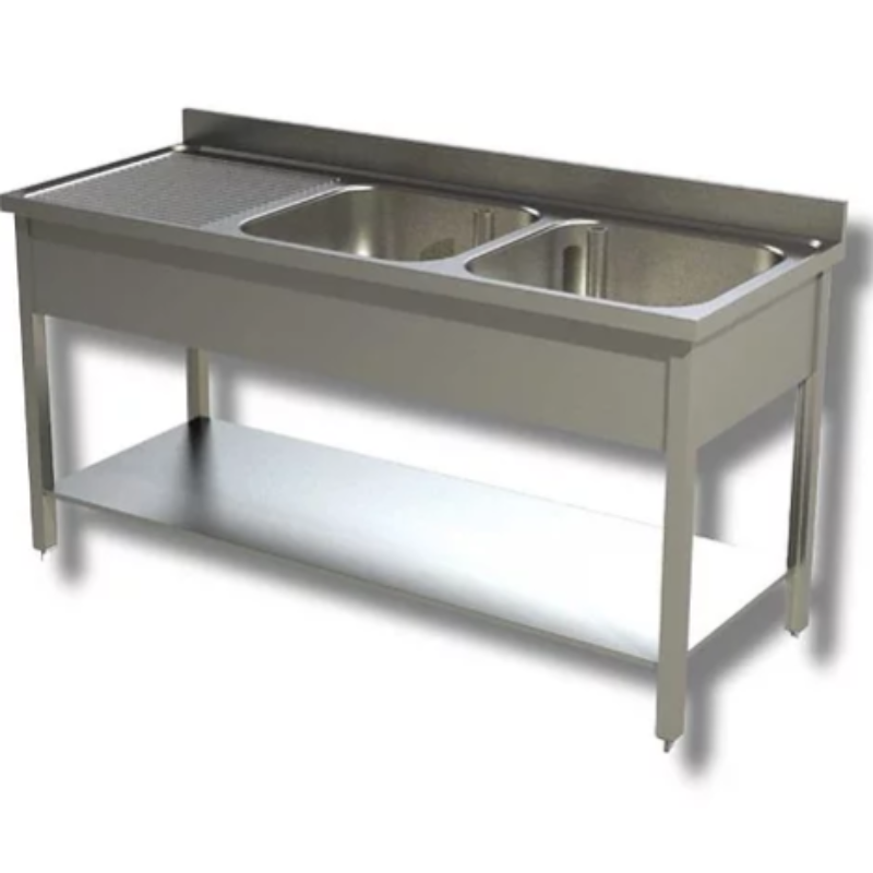 Sudoper dva korita sa ocjednom plohom lijevo 200x70x85 cm