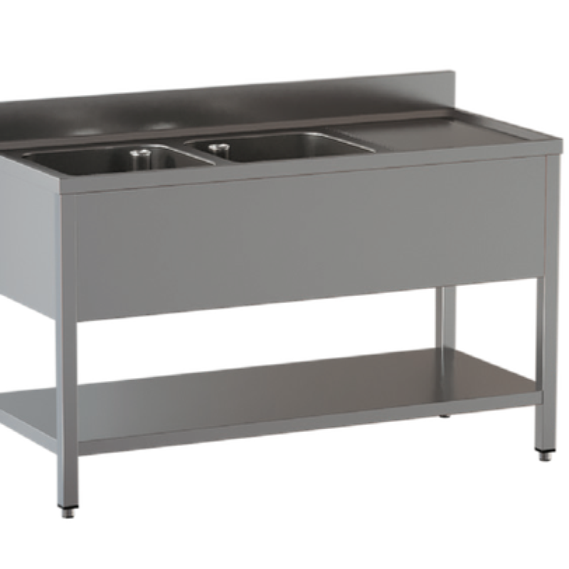 Sudoper dva korita sa ocjednom plohom desno 1600x700x850 mm